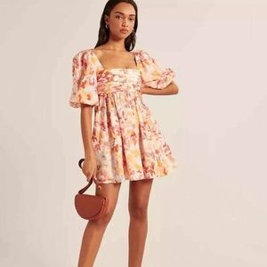 Abercrombie and Fitch Floral Puff Sleeve Mini Dress